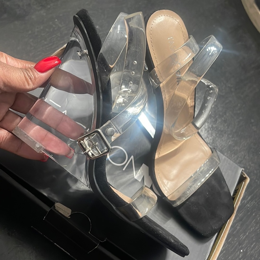 SZ 8 Black wedge with clear sole